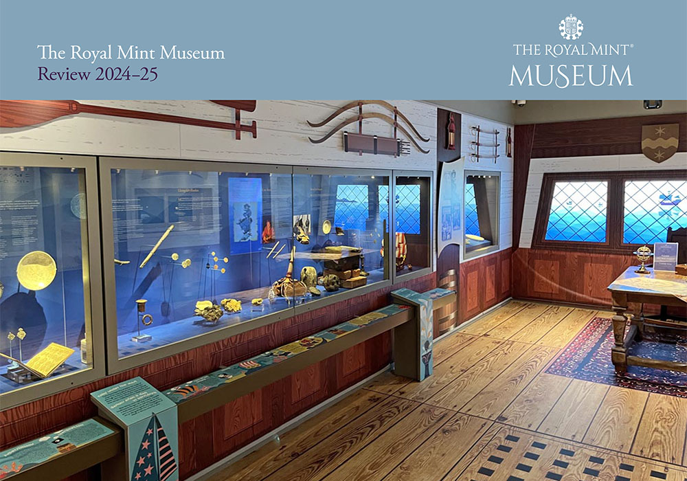 Front cover of annual review 2024-25 Coins and the Sea Exhibition at The Royal Mint Experience