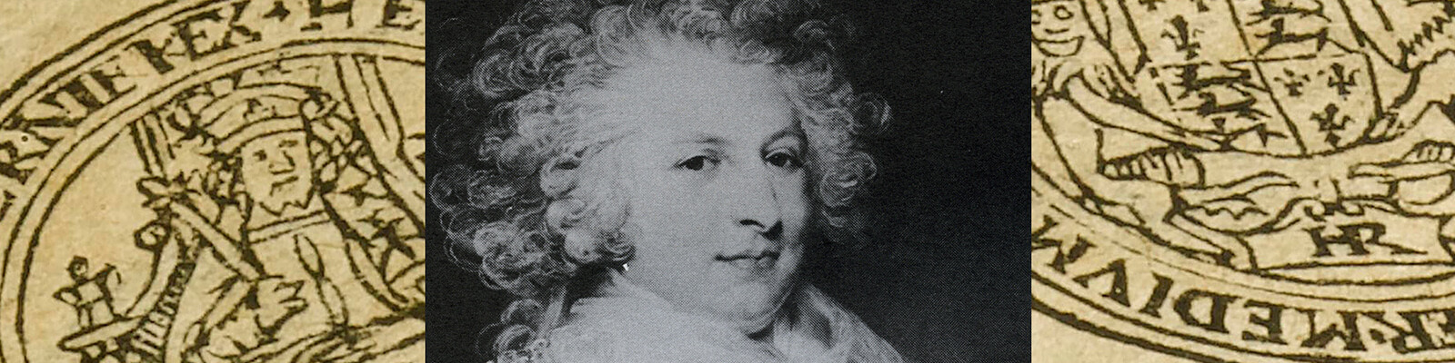 Black and white print of a painting of Sarah Sophia Banks