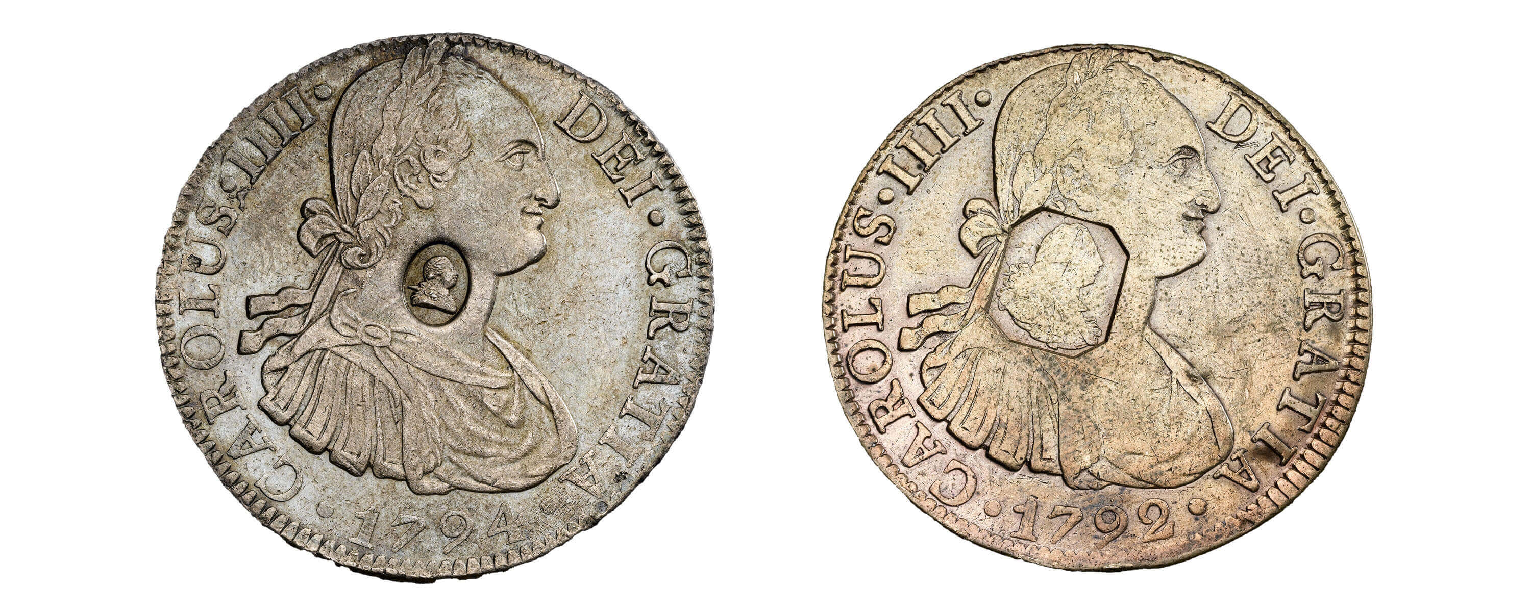 silver coins  countermarked with the portrait of George III