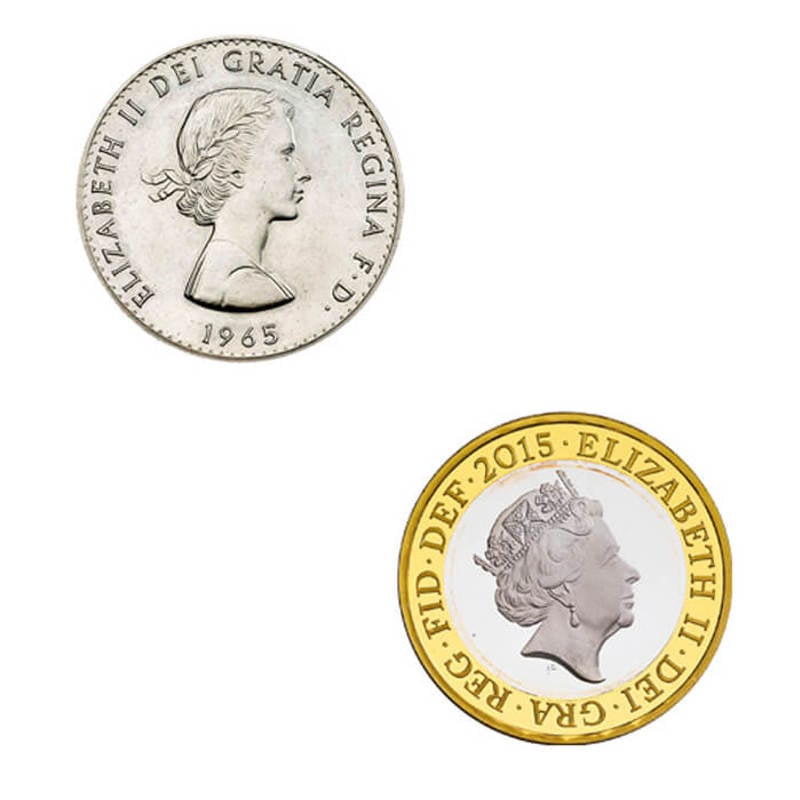 The Queen on coins