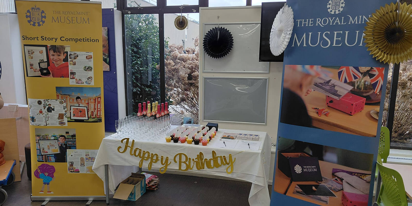 A display set up in the royal mint canteen to celebrate the royal mint museums 210th birthday