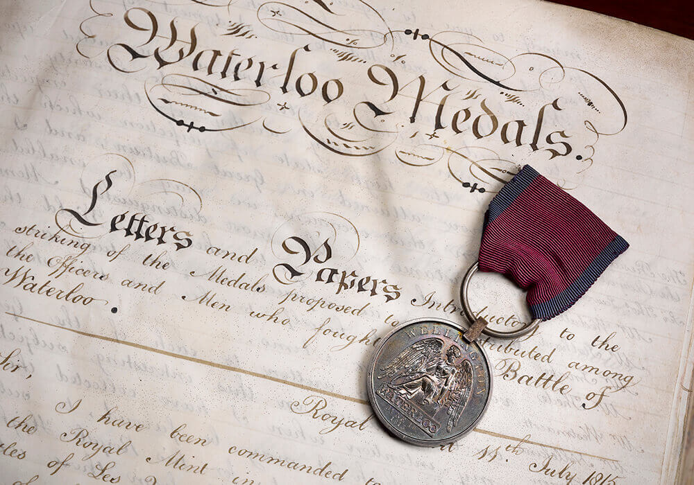 The Royal Mint's original Waterloo roll and Waterloo medal.jpg