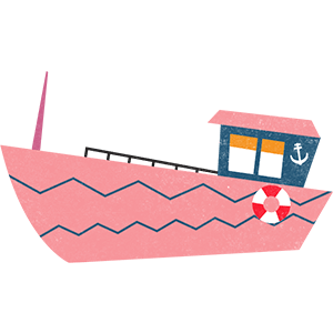 Pink cartoon boat