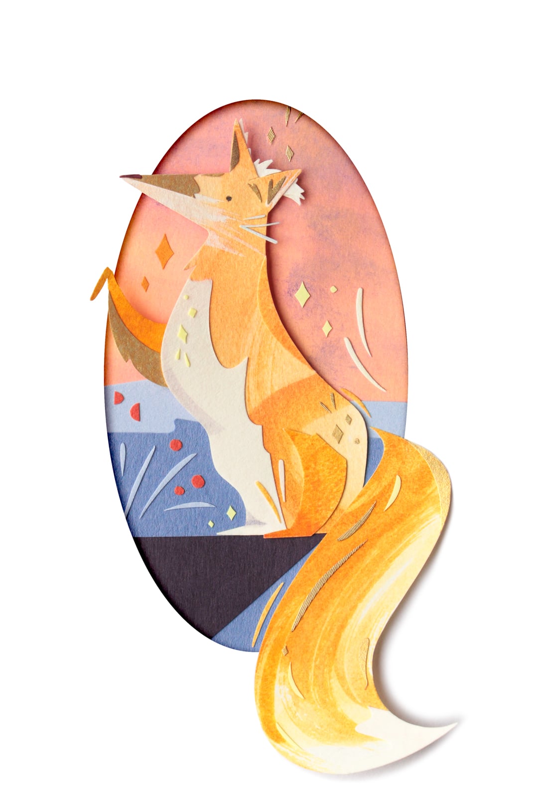 Illustrated gold fox by Laura K Sayers
