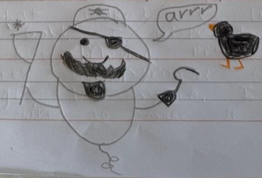 Illustration of a pirate ghost and raven