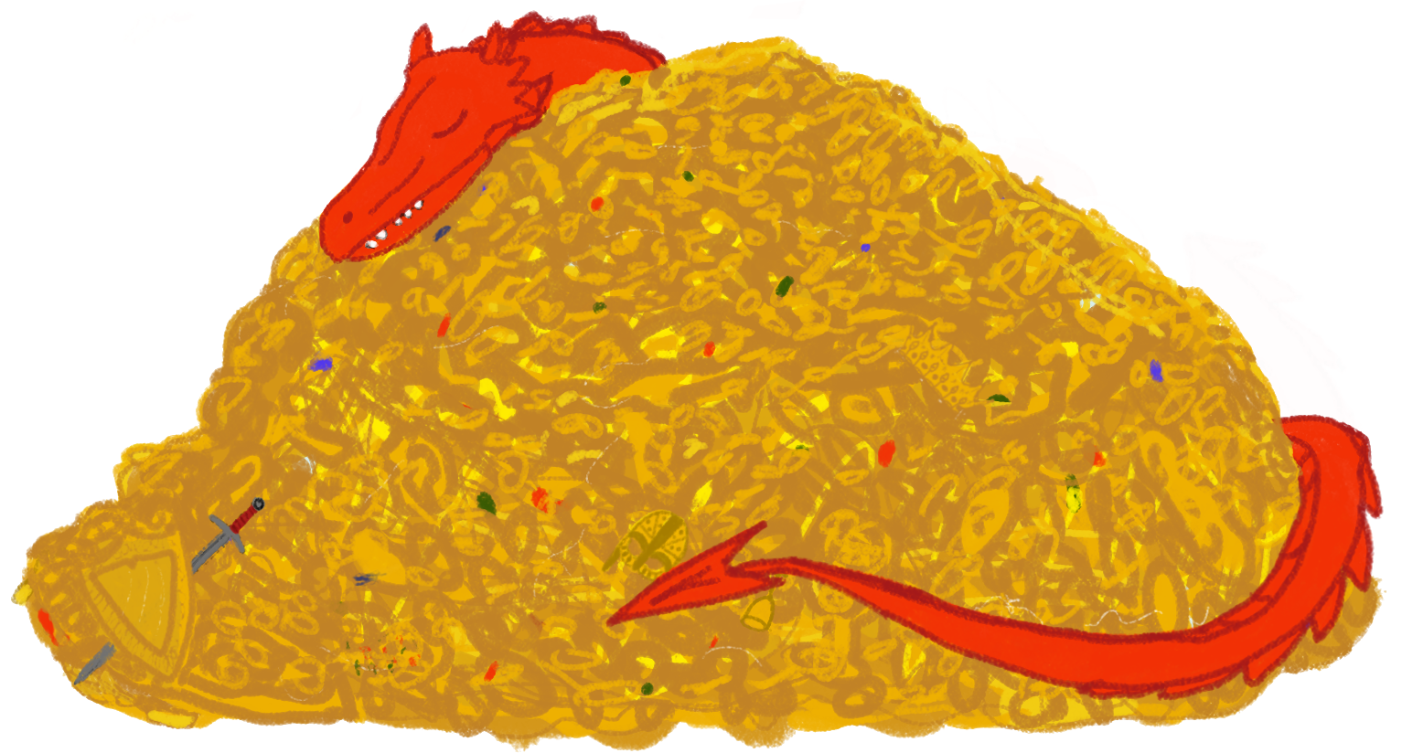 Dragon with a pile of treasure