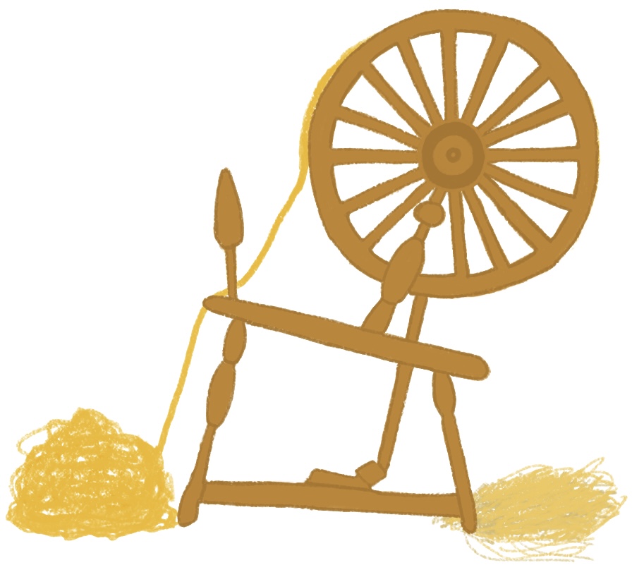Spinning wheel with gold