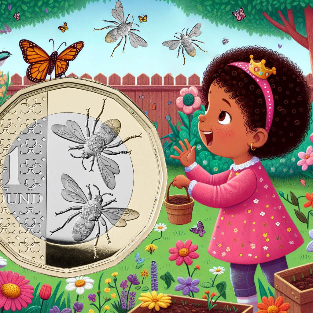 An animated girl with a giant coin