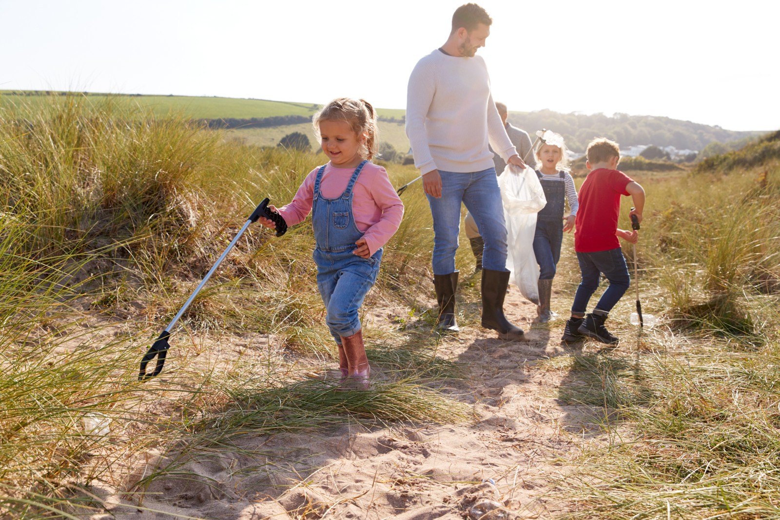 A family on a beach