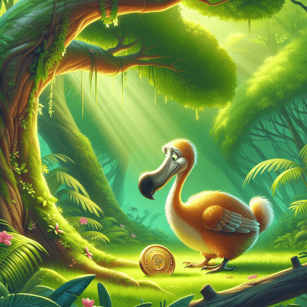 Animated dodo under a tree
