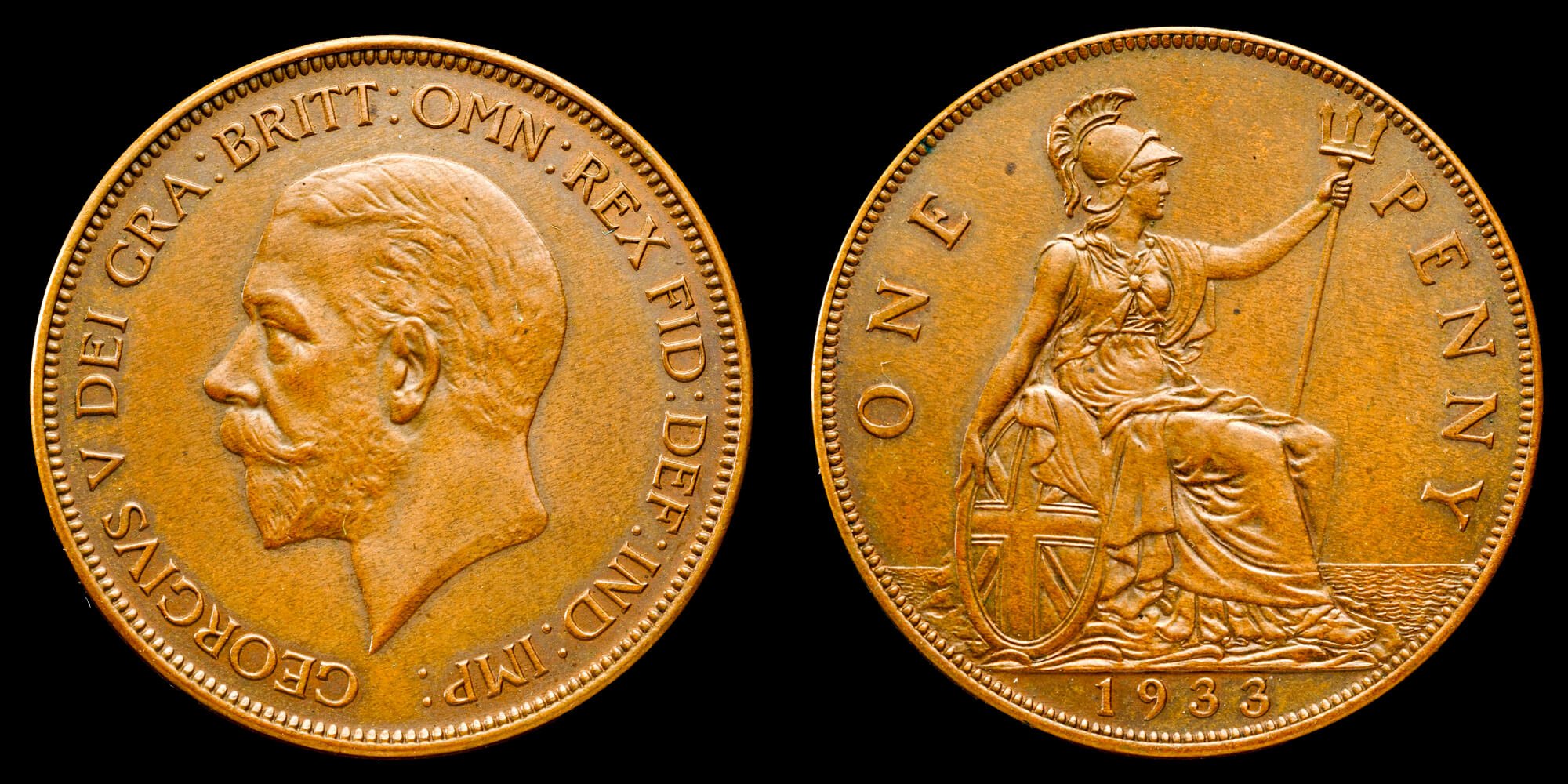 Both sides of the 1933 bronze penny