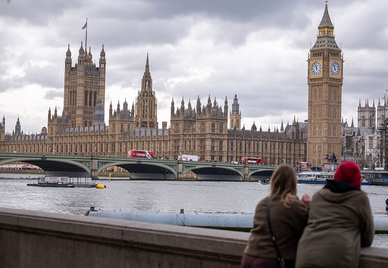 Looking across the Thames at Big Ben and the Houses of Parliament