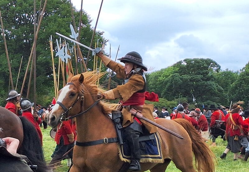 Cavalry charging at the re-enactment of the Battle of Naseby by the Sealed Knot society