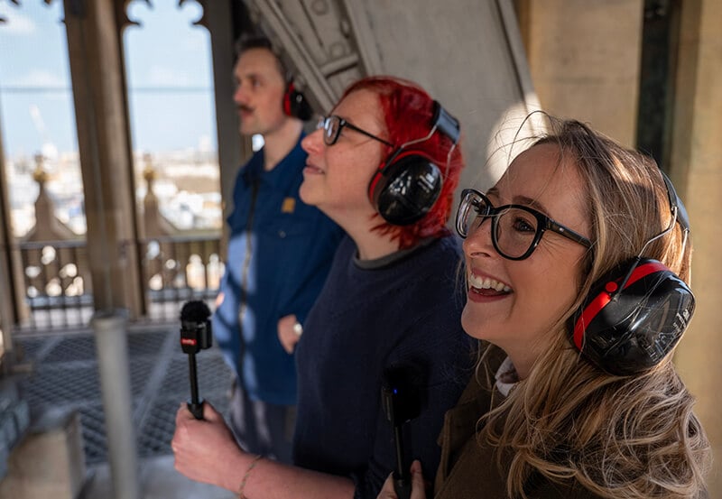 Susie Sandford and Abigail Kenvyn in the belfry of the Elizabeth Tower